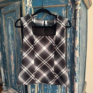White House Black Market Black & White Plaid Sleeveless Camisole